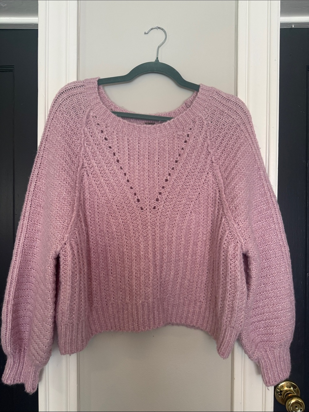 Free People Dusty Pink Chunky Crewneck Sweater